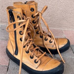 Heathen/Blamo Tan Lace Up Boots with Side zipper